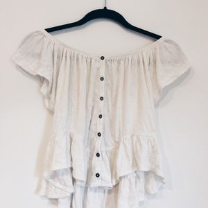 FREE PEOPLE White Off the Shoulder Top